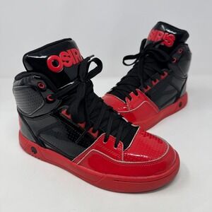 Osiris NYC 83 CLK Black and Red High Top Shoes Youth Boy's Size 5